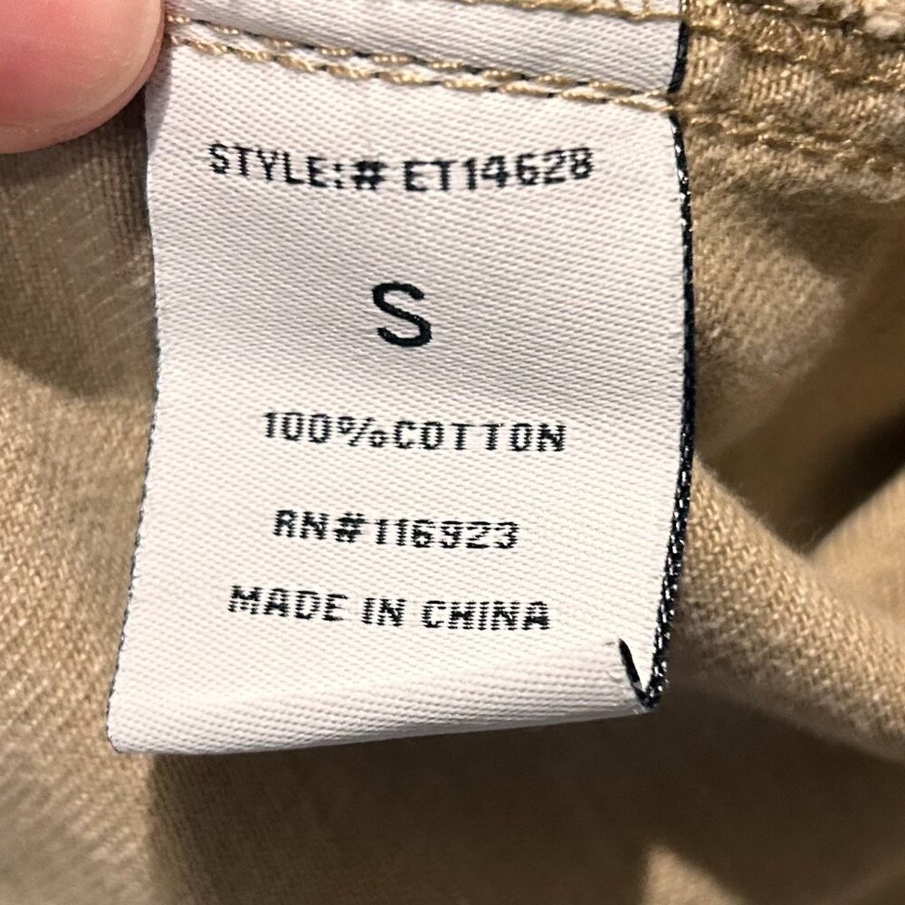 Easel Button Down Khaki Light Weight Distressed D… - image 8